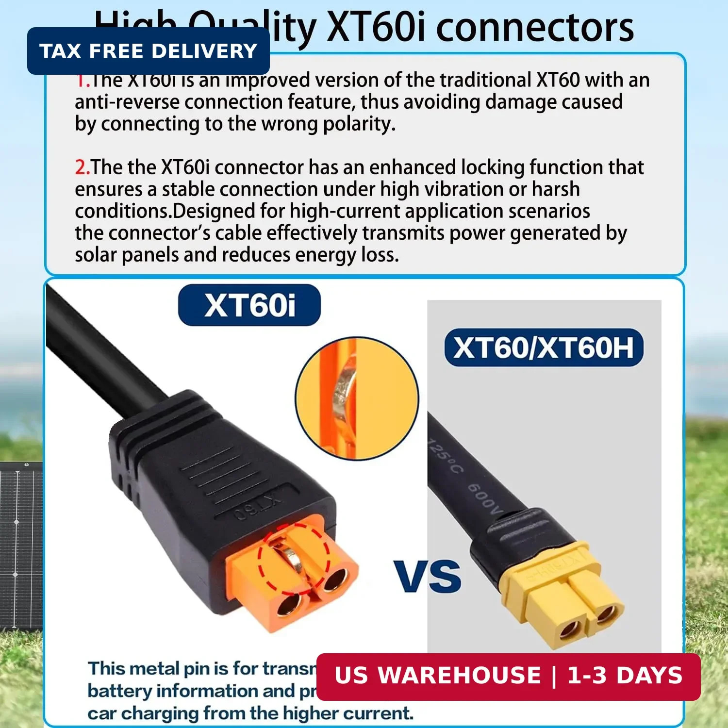 16.5Ft Solar to XT60i Extension Cable Compatible with EF Ecoflow Delta/River Ser
