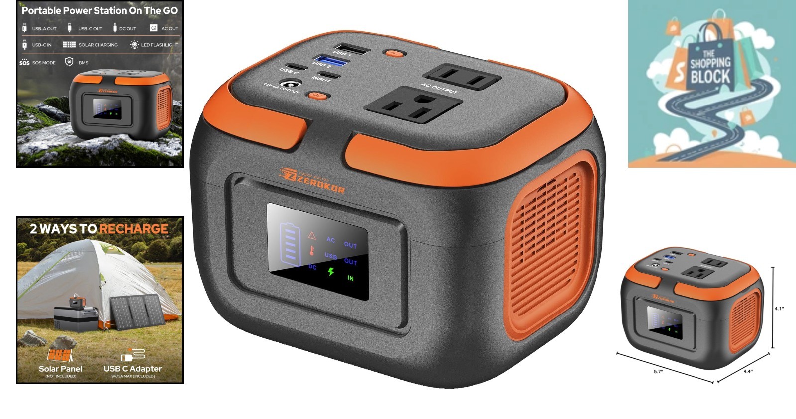 120W Portable Power Station Grey/Orange, 97.6Wh with USB-C & AC Outlets