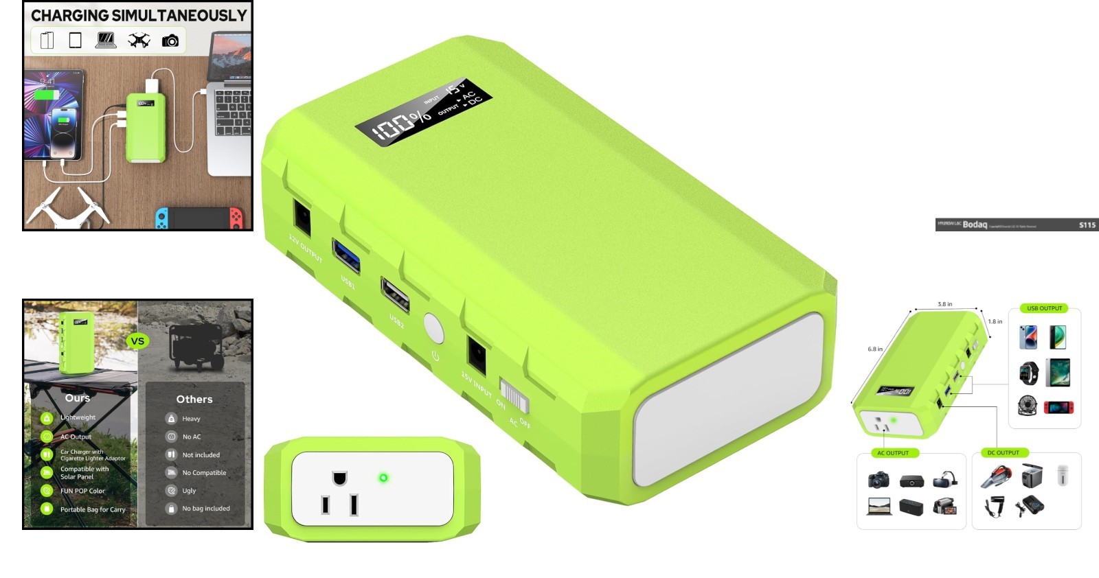 High-Speed Charging Portable Power Pack with 110V AC for Gadgets and Travel