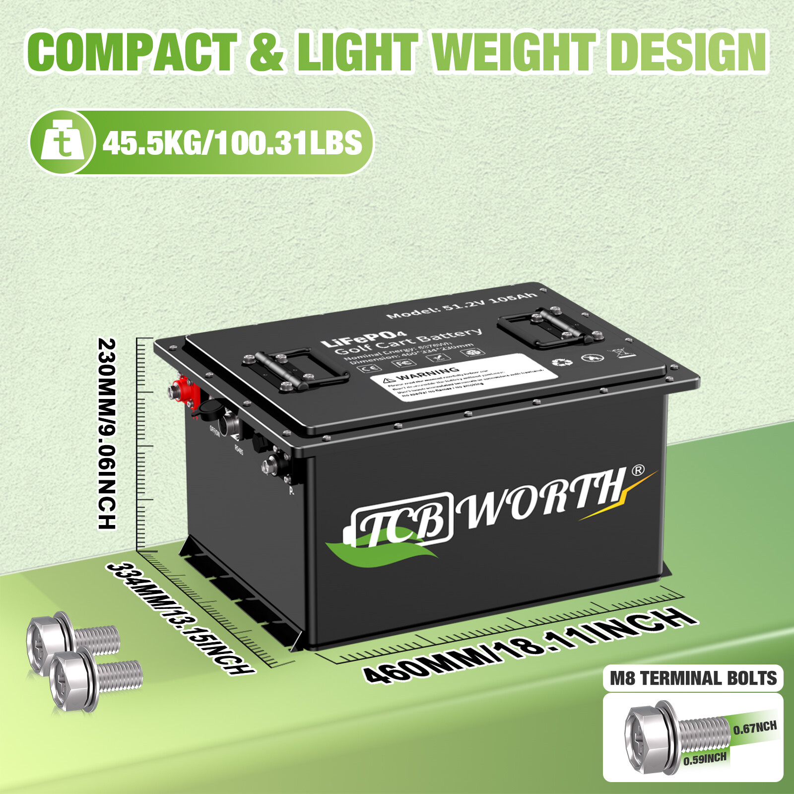 LiFePO4 48V 100Ah Golf Cart Lithium Battery 200A BMS 10 Years Warranty +Charger