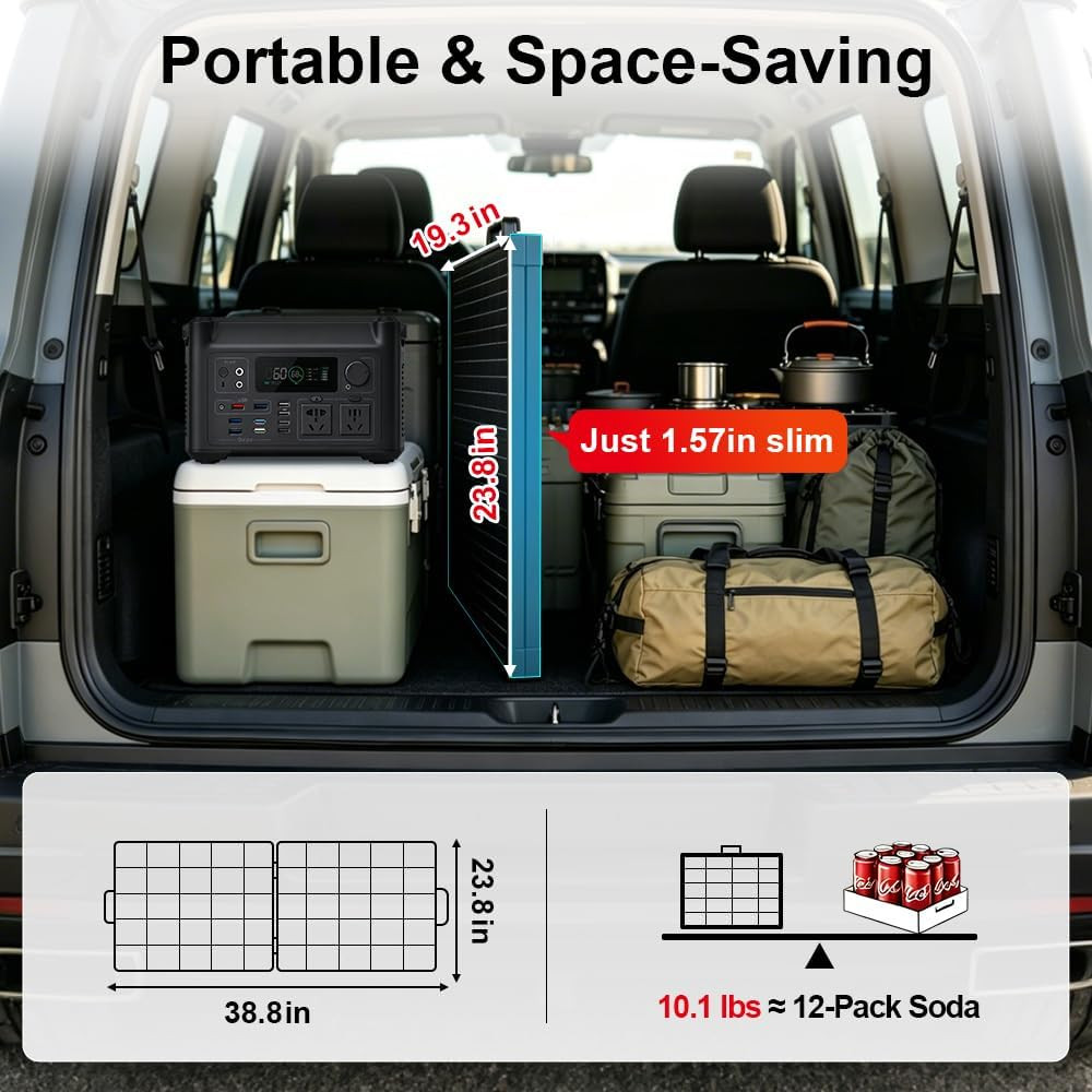 100W 12V Portable Solar Panels Suitcase with Waterproof 10A Charge Controller, F