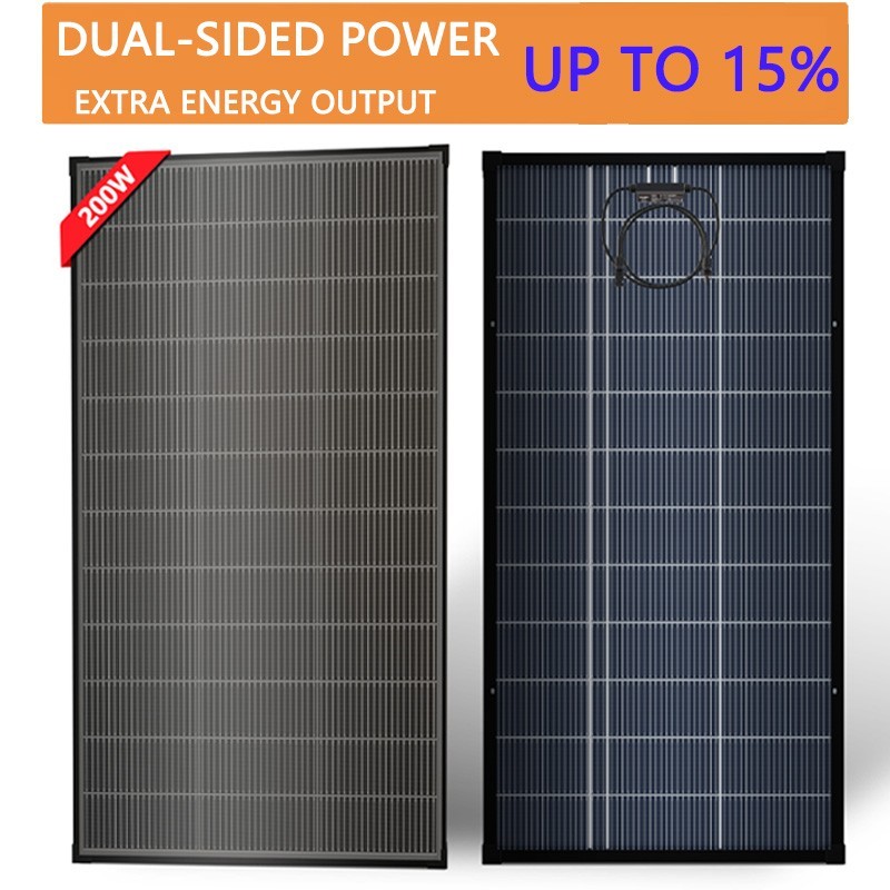 200W 18V Bifacial Solar Panel Waterproof IP67 Monocrystalline Solar Cells Power