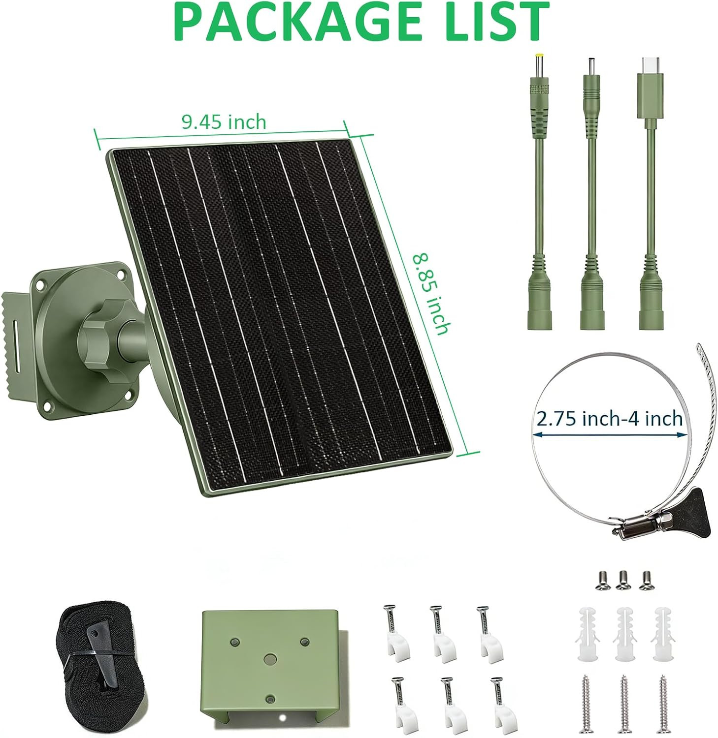 10W Solar Panel for Trail Cameras, DC & USB-C Solar Charger with 10400Mah Batter