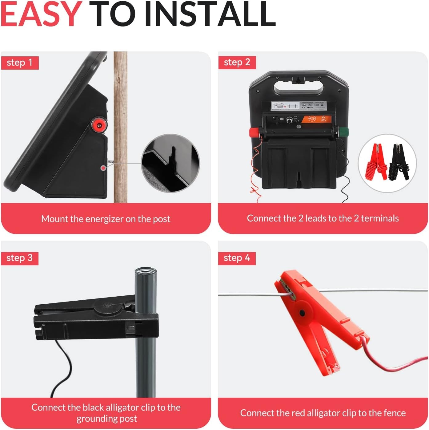 MINI160 10 Miles Portable Solar Electric Fence Charger MINI160-Rear switch