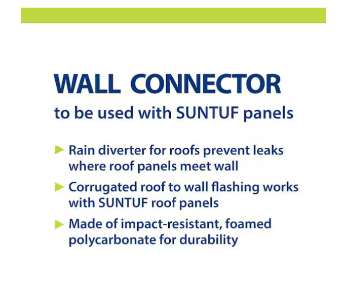 Suntuf Roof Panel 4 Ft Solar Wall Connector Impact Resistant Polycarbonate Gray