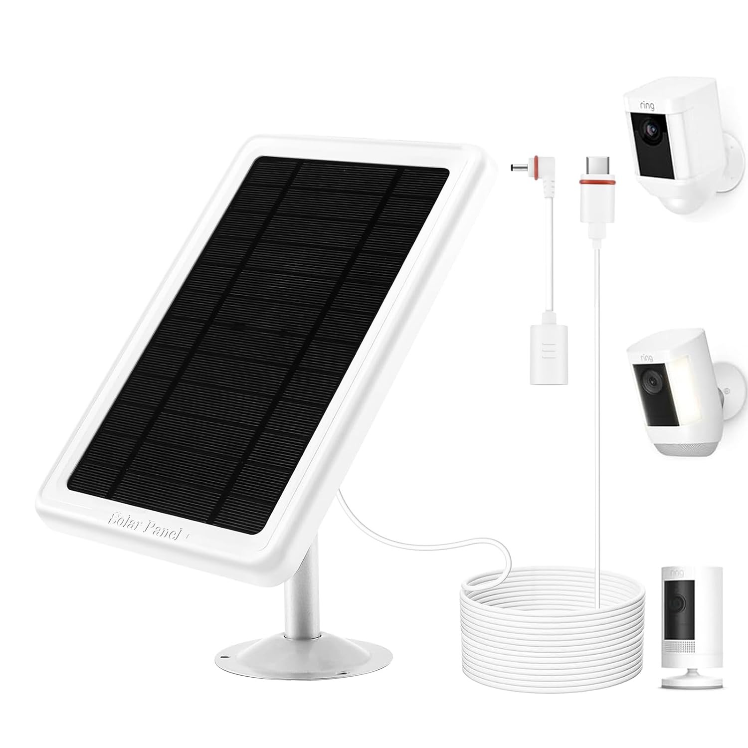 Solar Panel Charger for Ring Camera White Compatible 2 Pack Ring Solar Panel