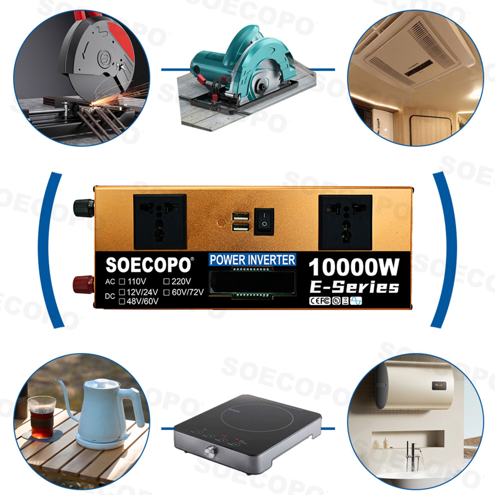 SOECOPO 10000W Solar Power System Kit 12V24V to 110V220V Inverter Flexible Panel