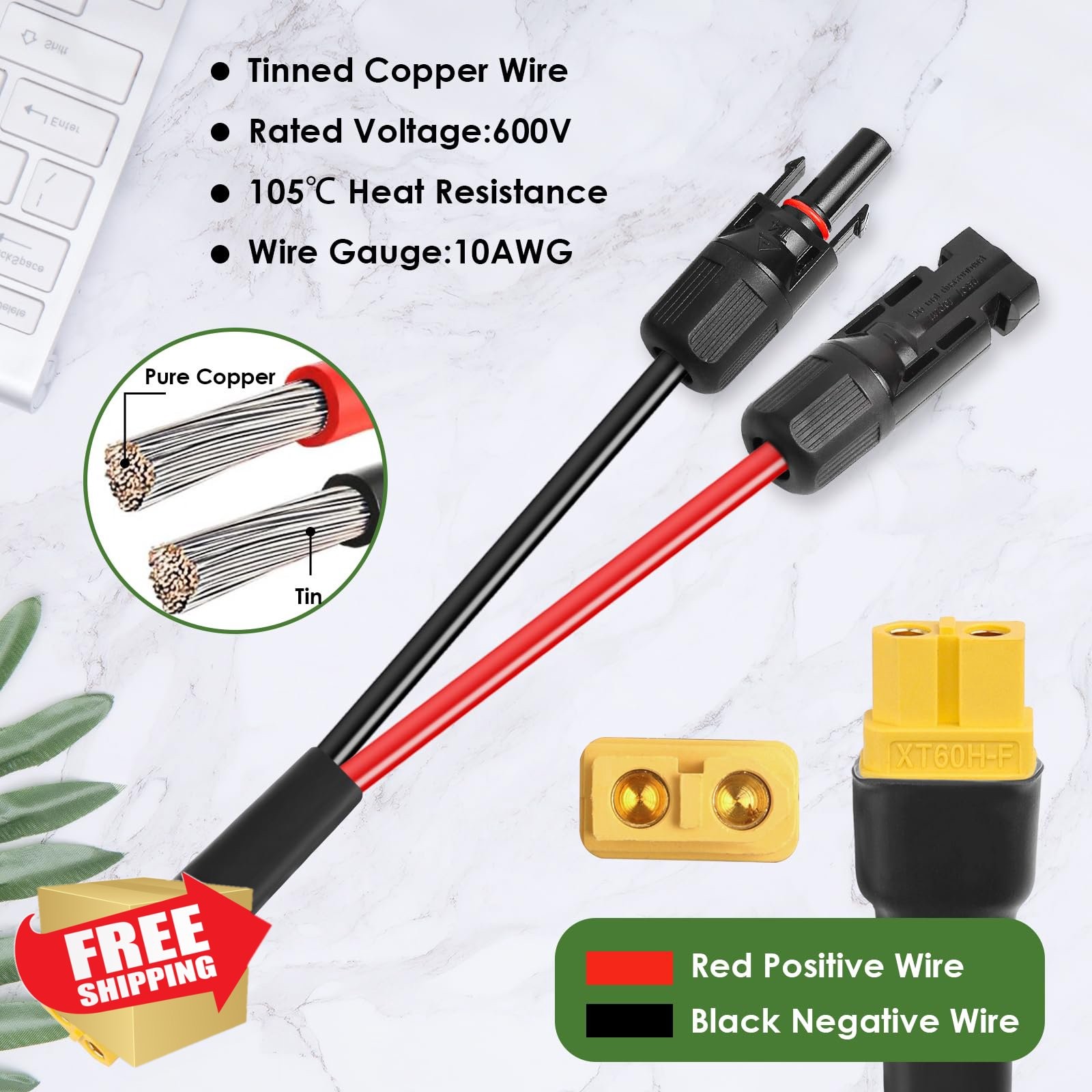 MOOKEERF Solar to XT60 Cable 35FT