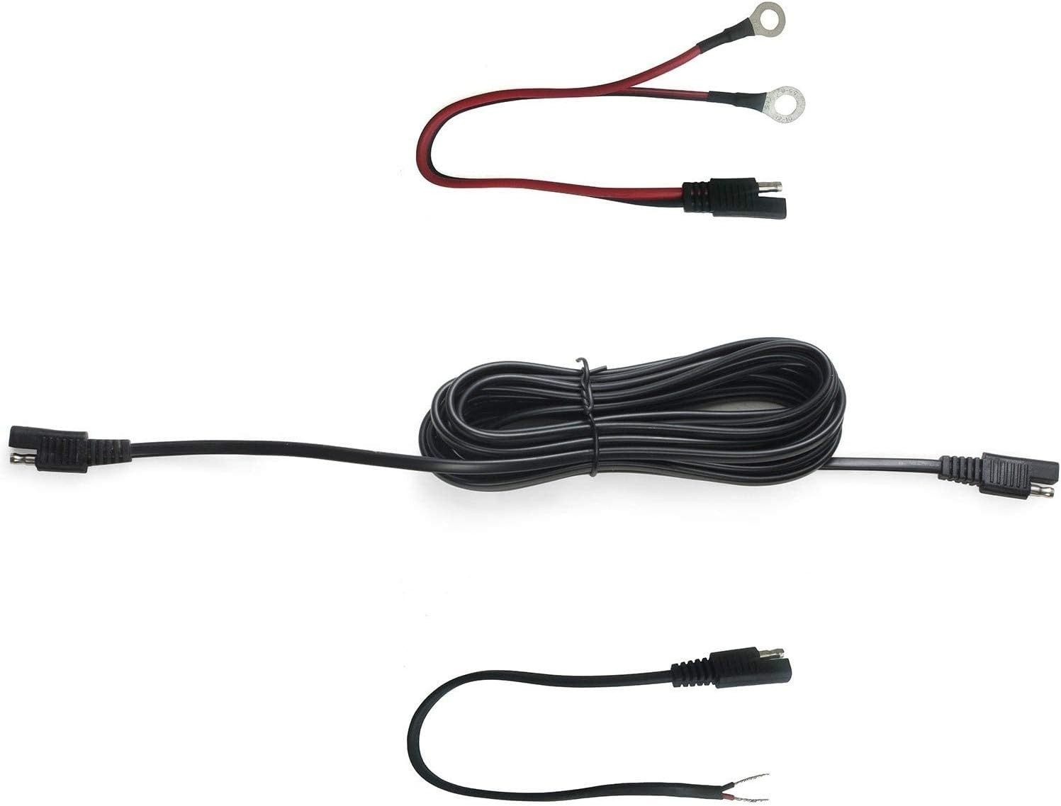 Durable 16FT Extension Cable with Ring & Bare Strip Connectors for 12V Systems
