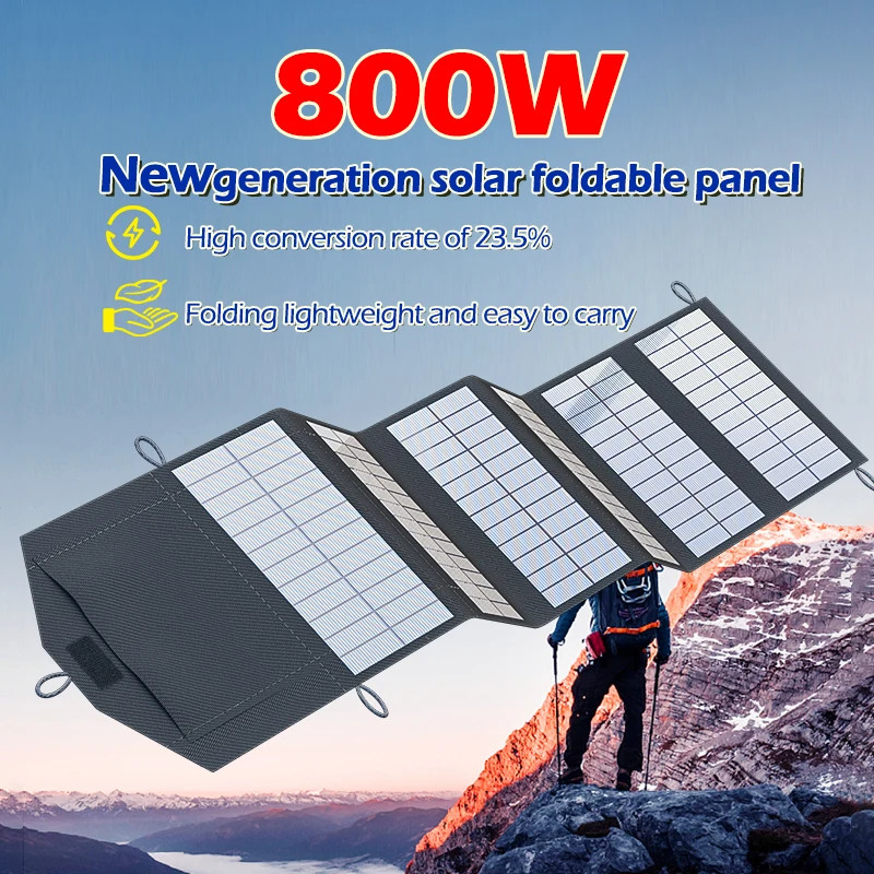 6-Fold 800W Foldable Solar Panel Portable Solar Panels Charger USB 5V DC Full Ti