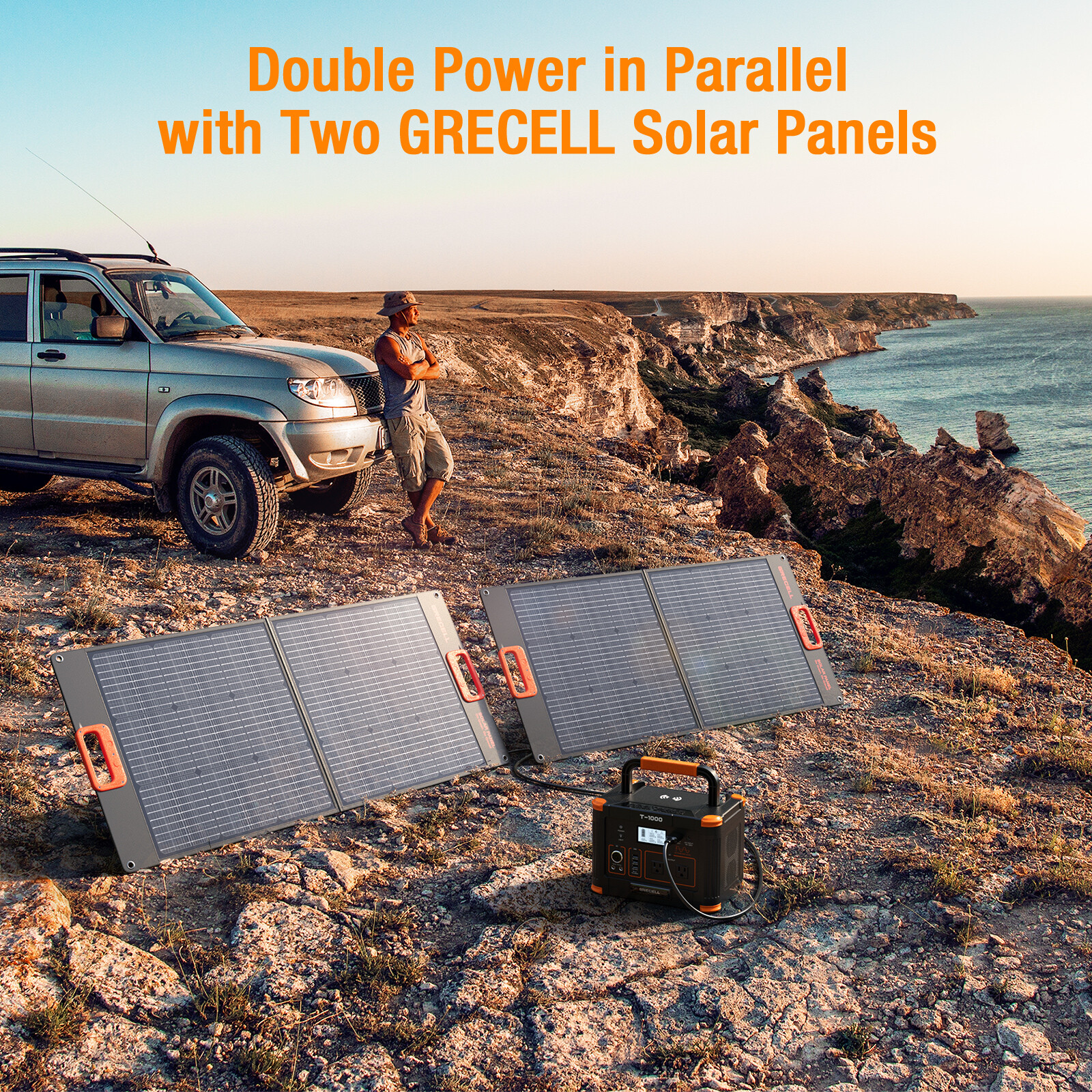 GRECELL Portable 100W 200W Solar Panel Kits Foldable Charger for Solar Battery