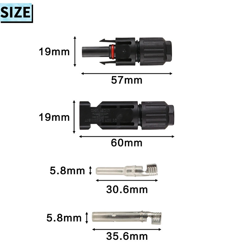 100Pairs PV Connectors 1000V 30A IP67 Waterproof Panel Cable MC4 Type For Solar