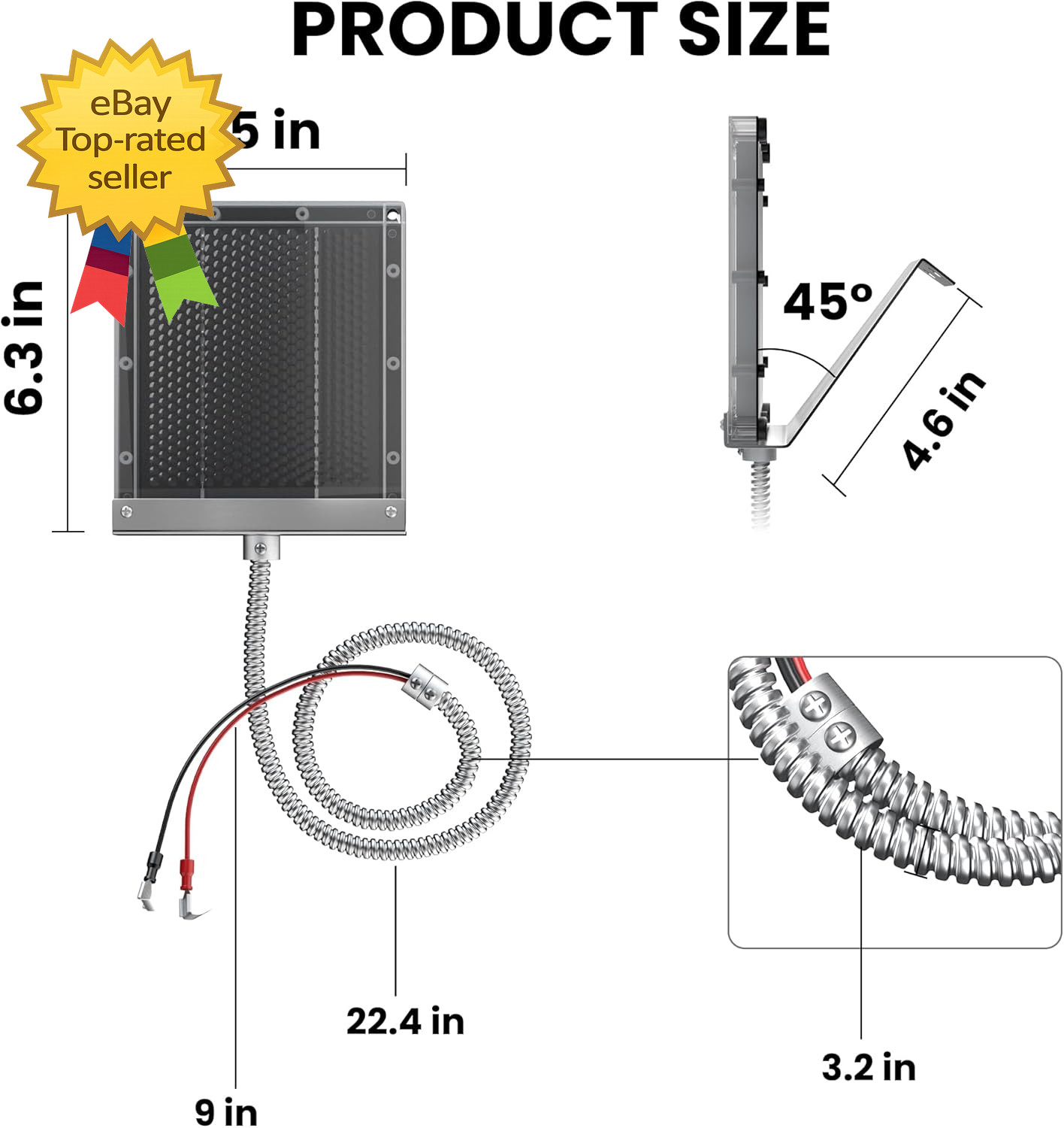 12V Solar Panel Deer Feeder Charger 1.7W Waterproof Battery Charging Kit Mounts