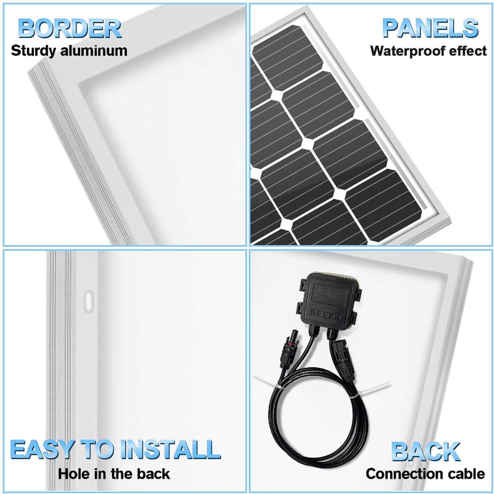 PFCTART 200W Watt Mono Solar Panel 12V Battery Charger Home Boat RV Off Grid