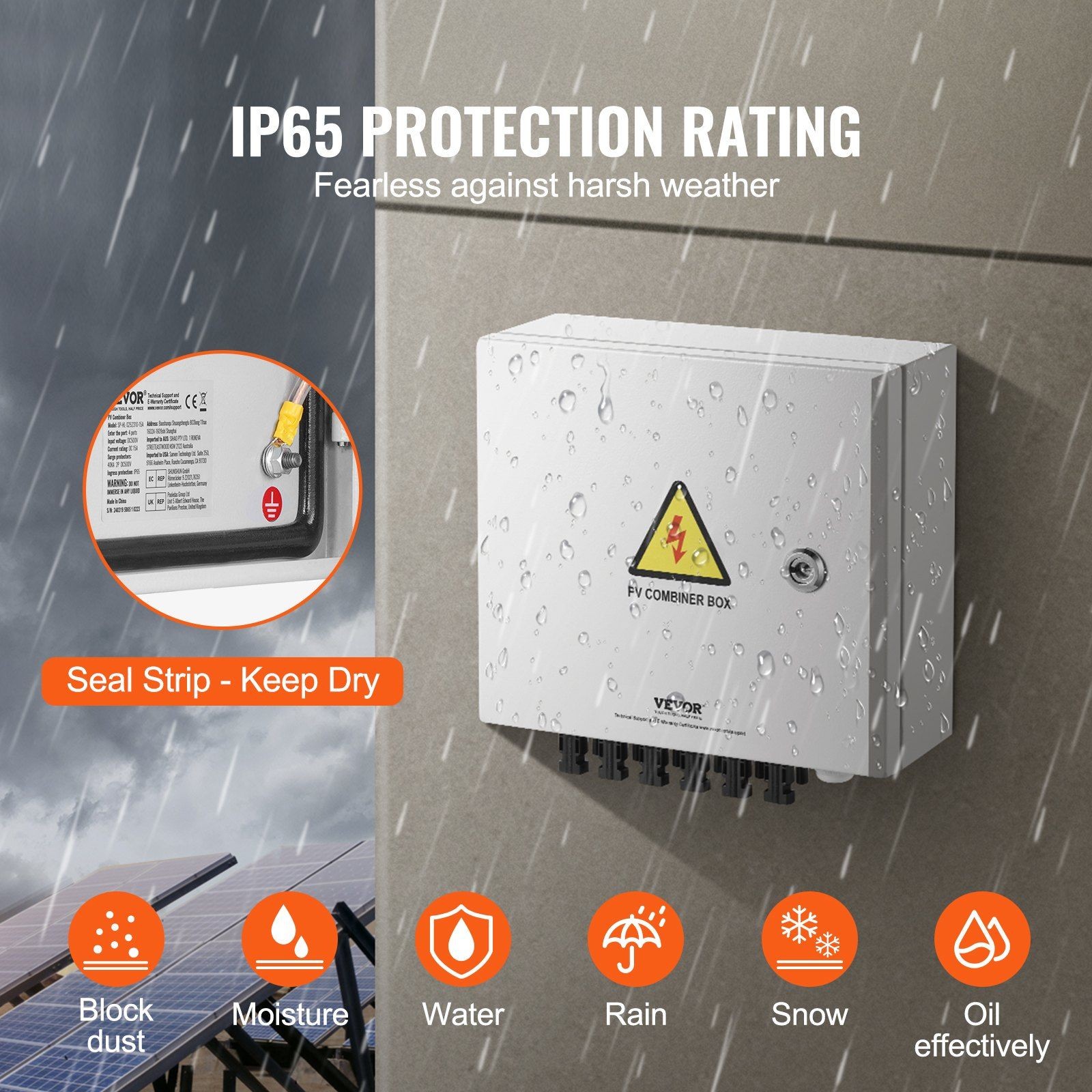 6x10A Solar PV Combiner Box & Steel Case & IP65 & 6 String