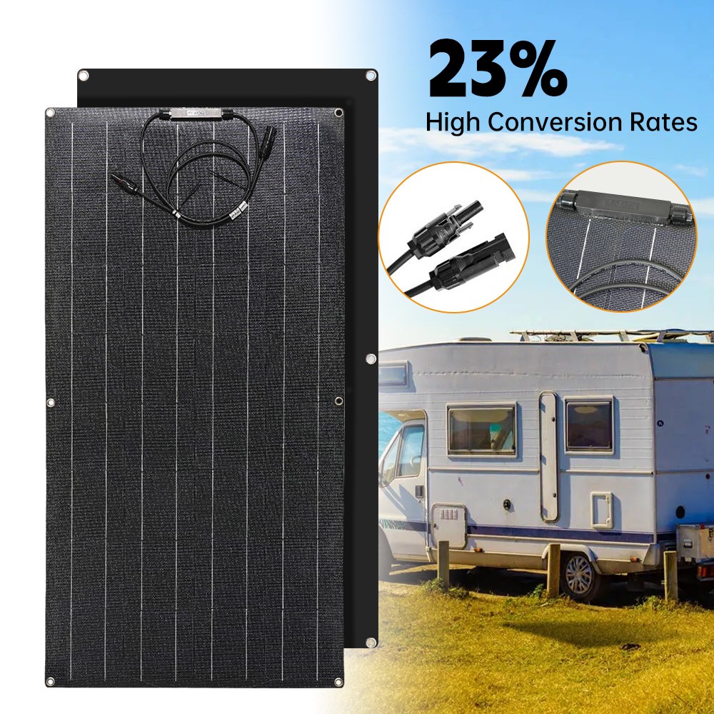 150W ETFE Flexible Solar Panel 12V Mono RV Marine Boat w/ 100A Charge Controller