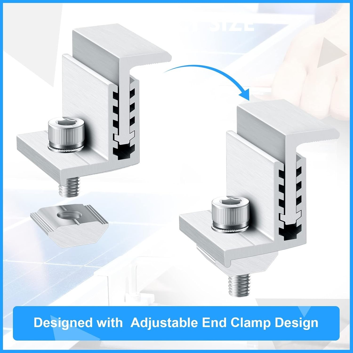 40 Pack Adjustable Aluminum Solar Panel End Clamps for Secure Installations