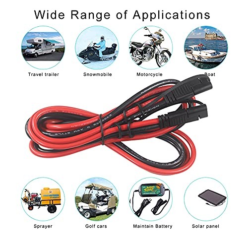 10Gauge SAE Extension Cable 10AWG – 6FT SAE to SAE Cable Battery Charger Extensi