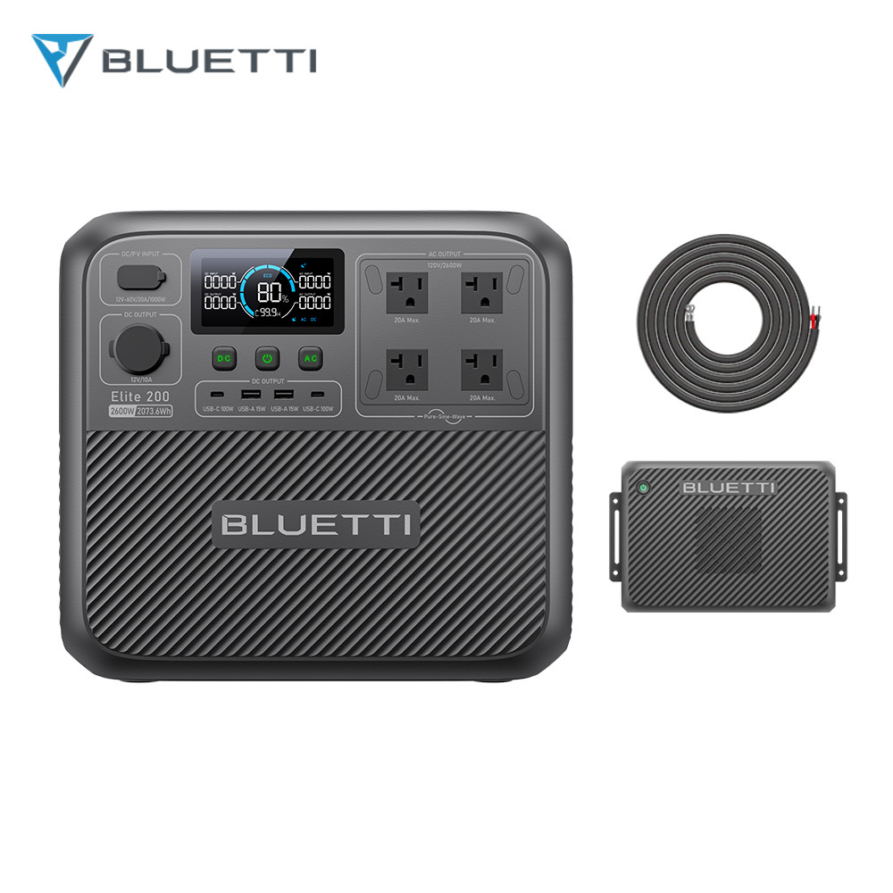 BLUETTI Elite 200 V2 2073.6Wh Power Station+1200W Charger 2 Alternator Charger