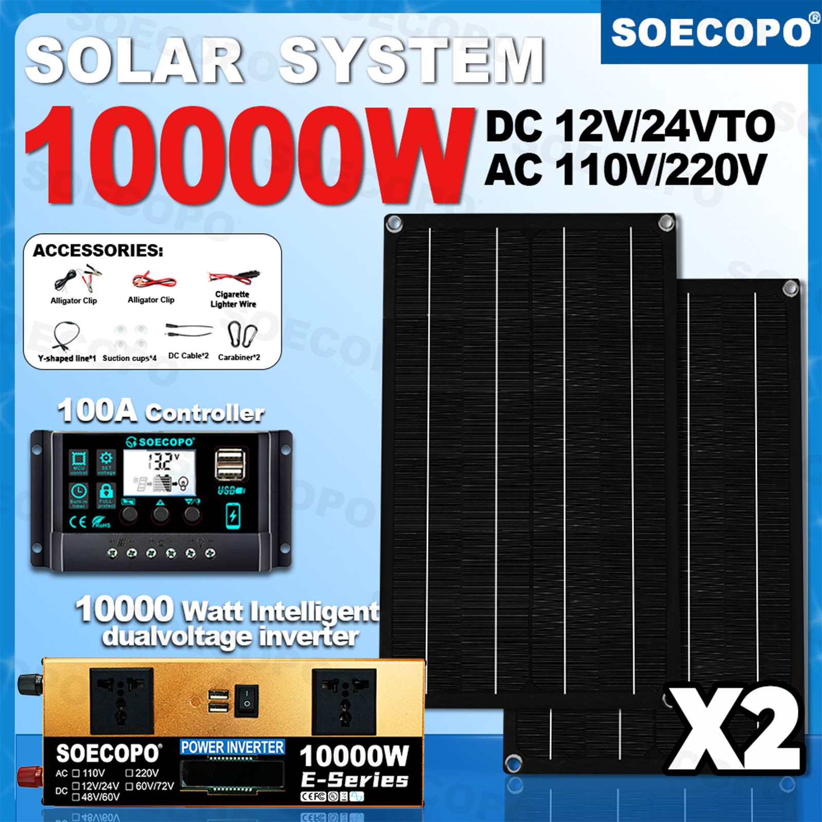 10000W Solar System Kit | 12V24V DC Input to 110V/220V AC Outputs7