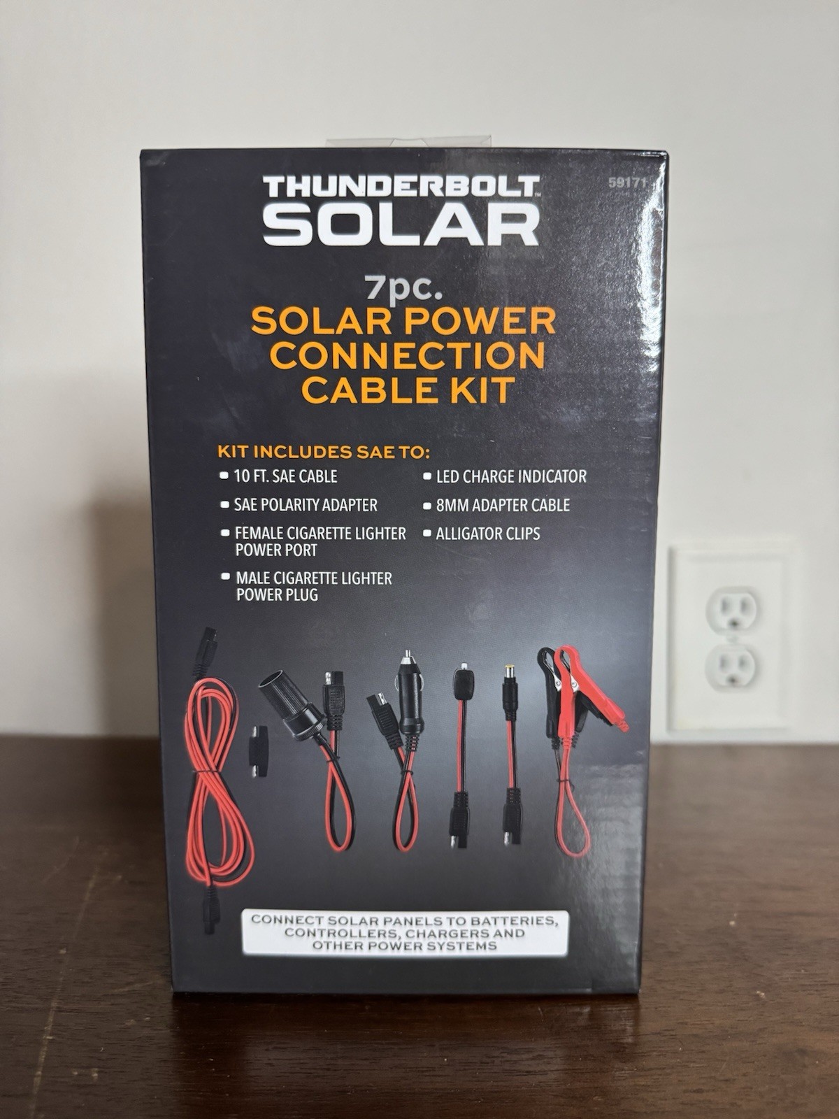 Thunderbolt Solar 7pc Solar Power Connection Cable Kit Model 59171 Portable LED