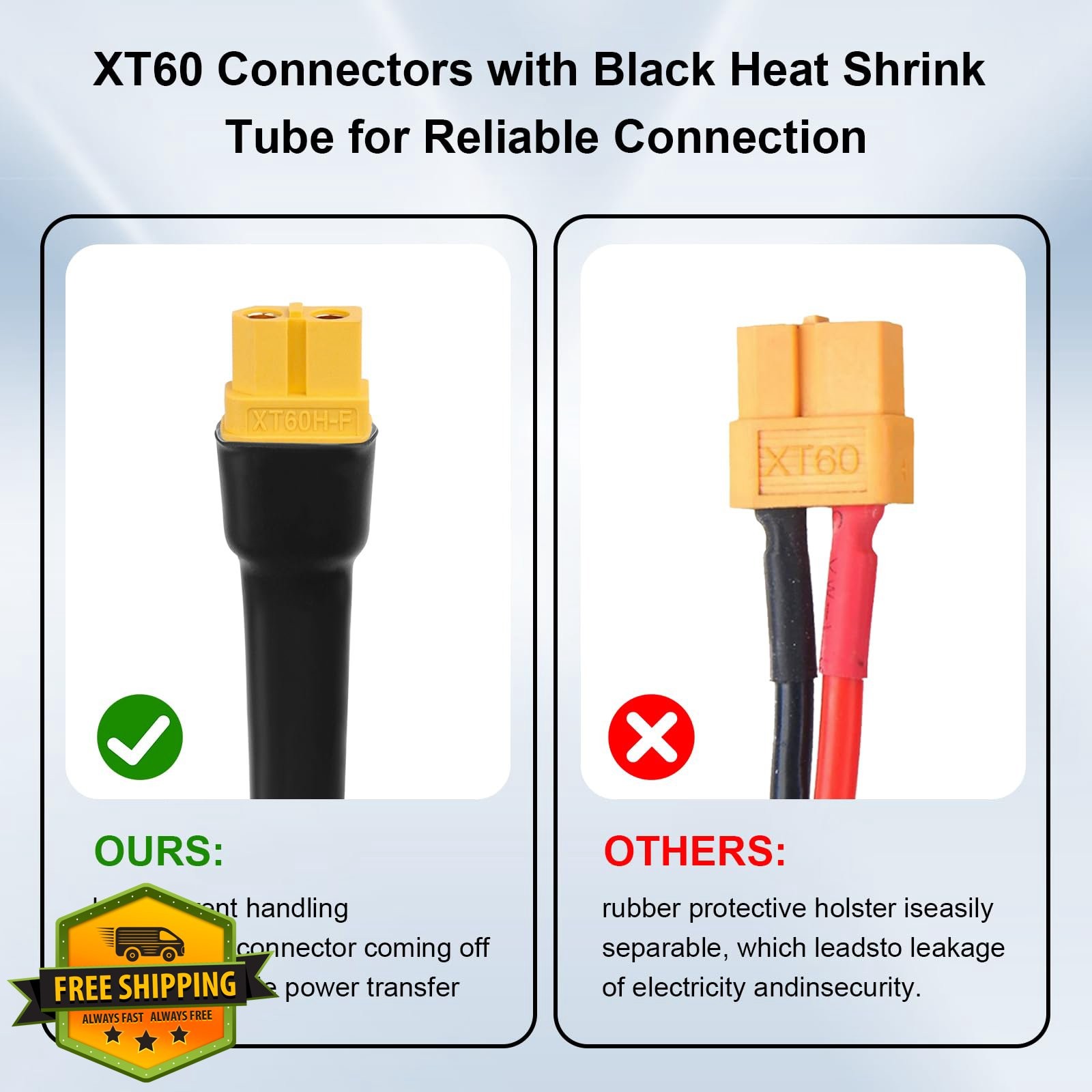 XRDS-RF Solar XT60 Cable 10FT 10AWG Extension