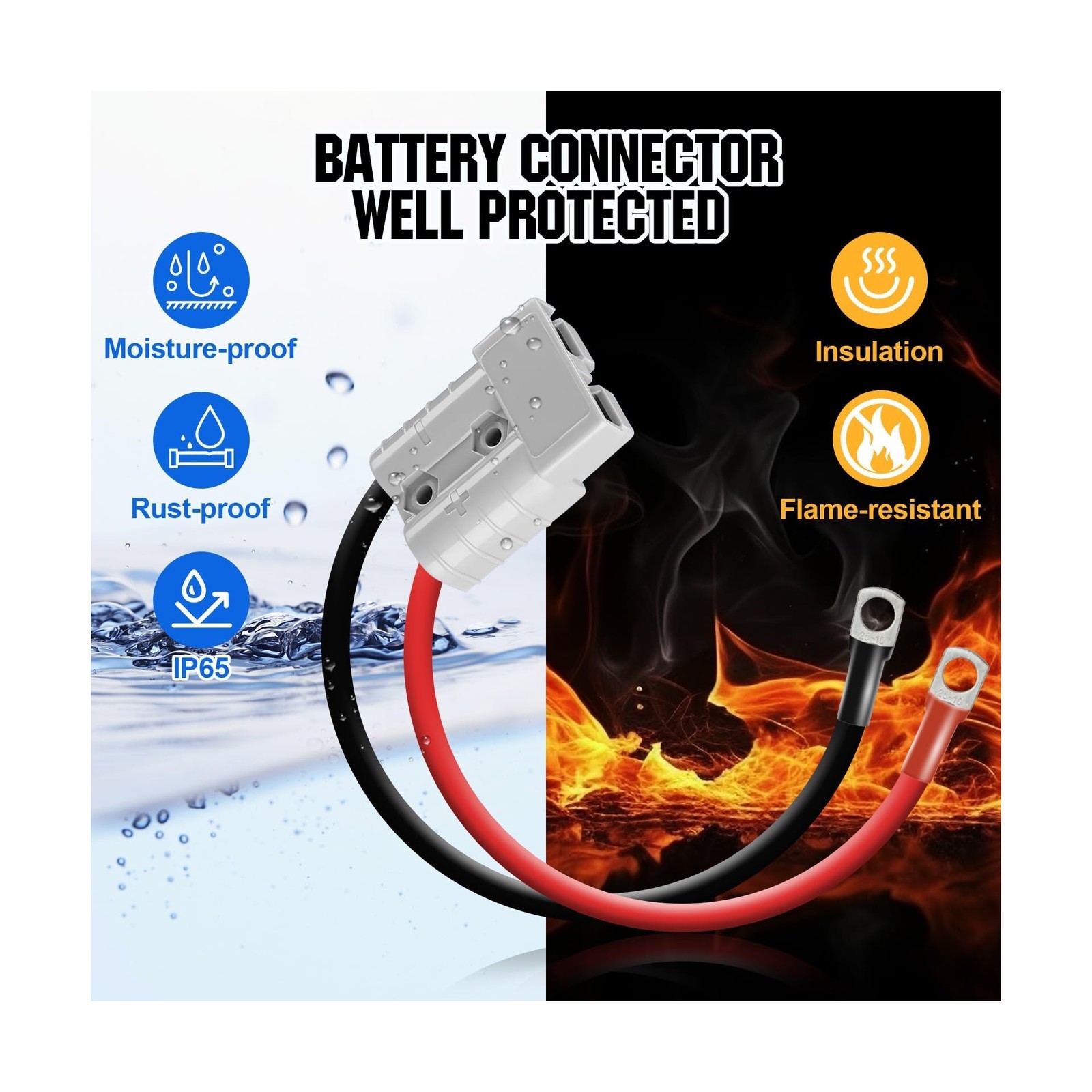 DC HOUSE 2 Pack 50A Battery Quick Connector, 7AWG 600V 0.98ft Battery Cables …