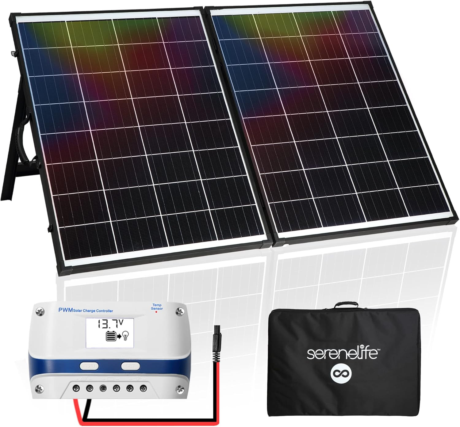 home 200 Watt Portable Solar Panel Kit, Foldable Monocrystalline Briefcase Set