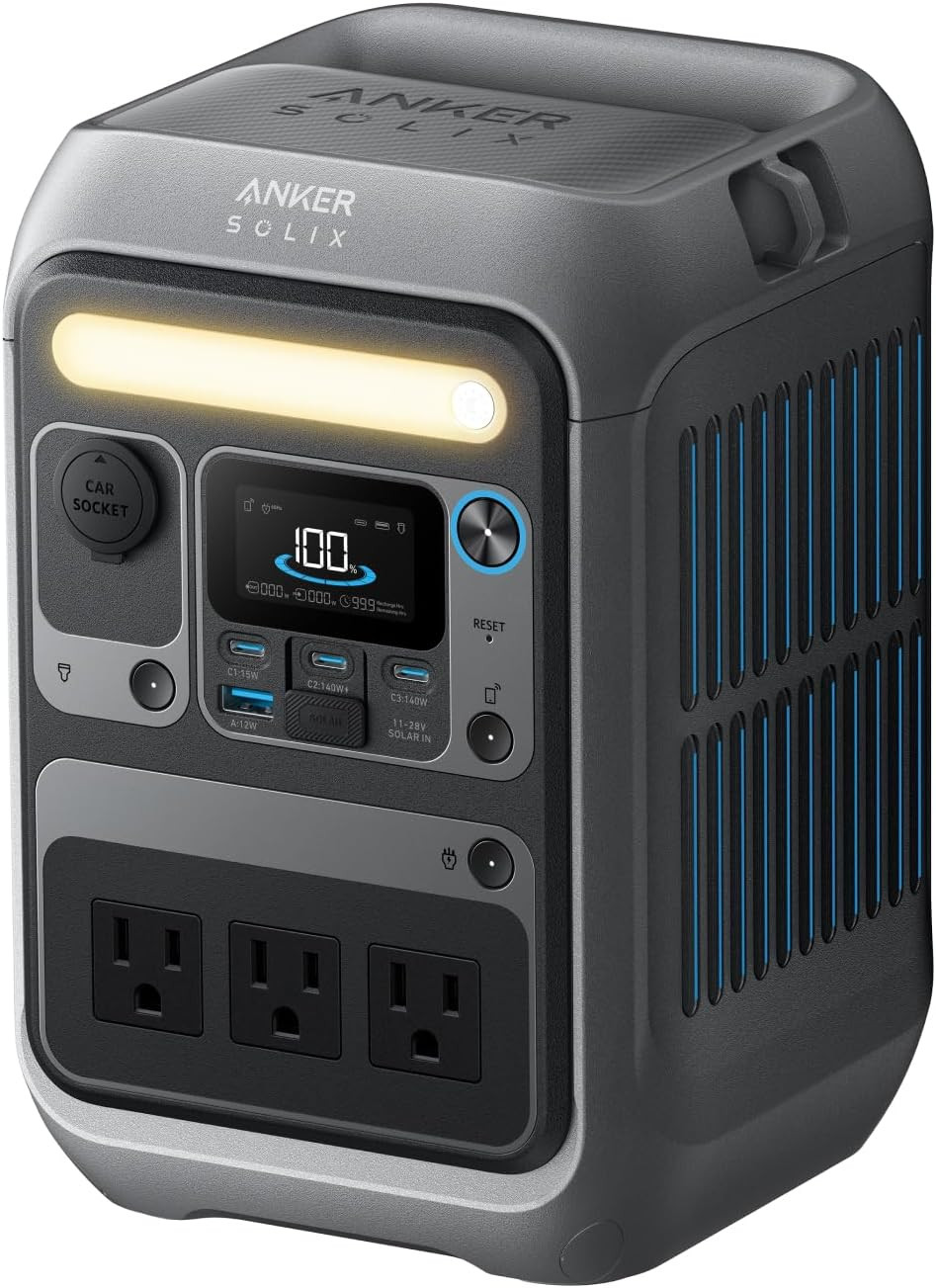 Portable Power Station SOLIX C300, 288Wh Lifepo4 Battery, 300W (600W Surge) Sola