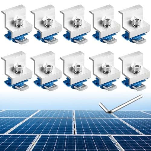 Solar Panel End Clamp Kit 10pcs 30mm 35mm Aluminum Silver Unistrut