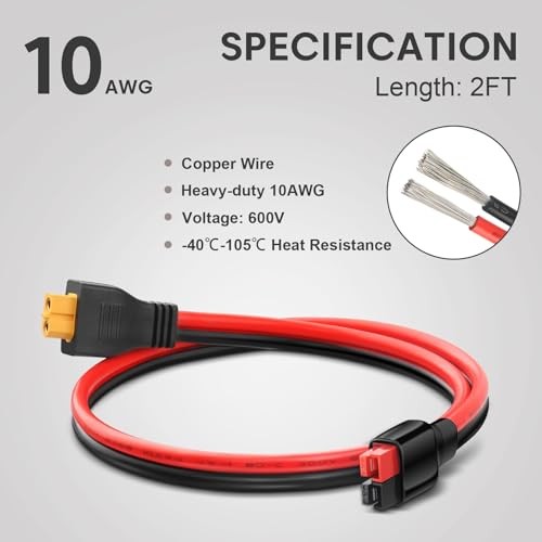 10AWG 45A XT60 to Anderson Adapter Cable | Heavy-Duty, XT60 Female to 2FT