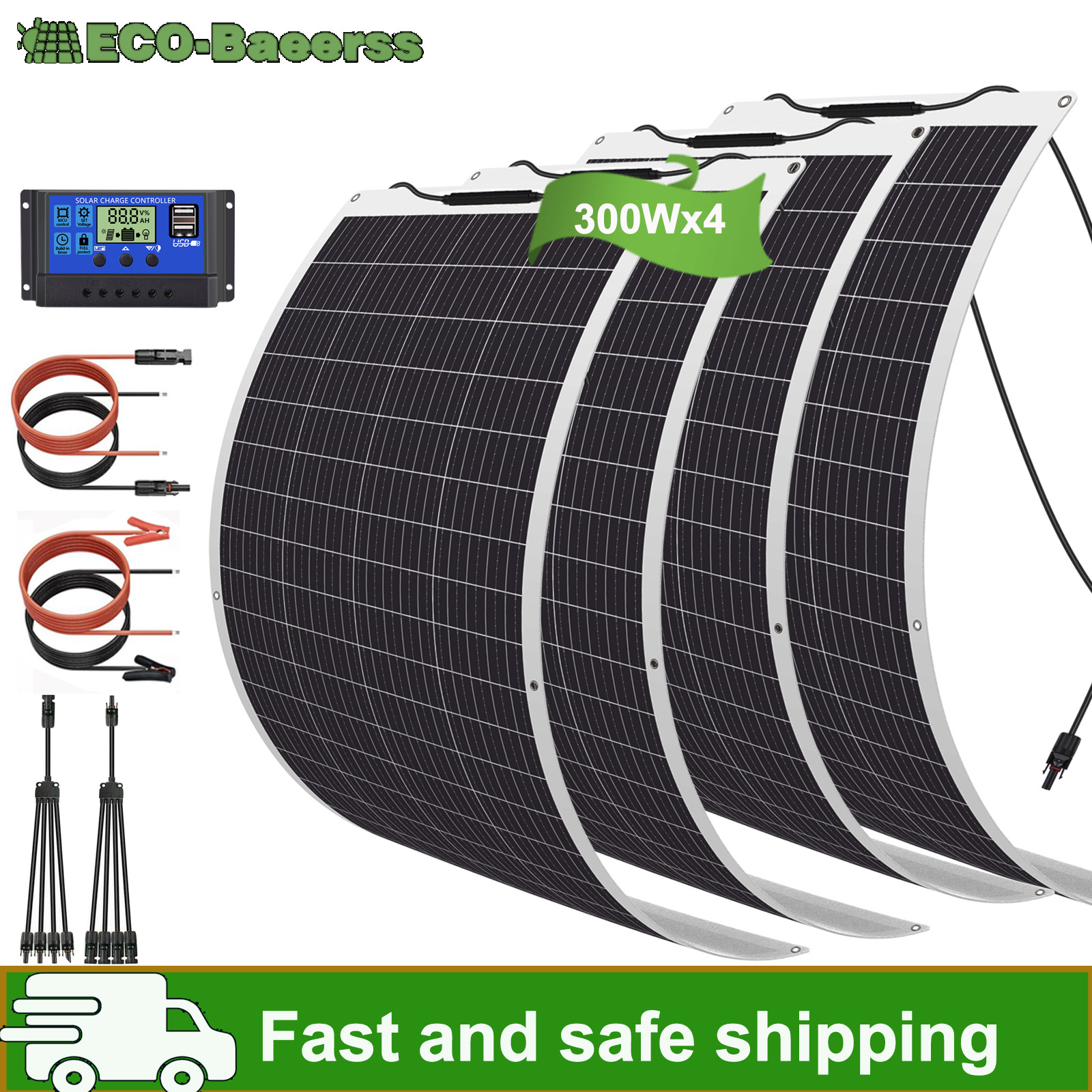 300W Flexible Solar Panel 12V Portable Power Mono Camping Home RV Battery Charge