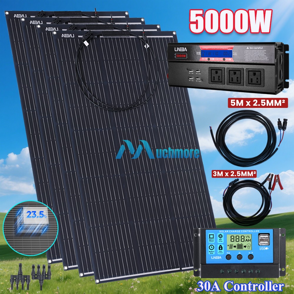 400W Complete Solar Panel Kit with 5000W Power Generator 30A 110V Grid System