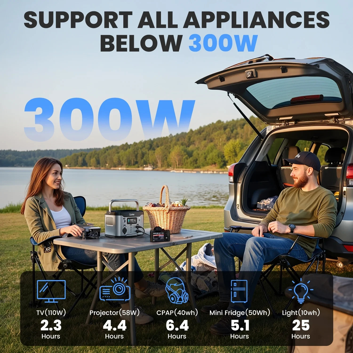 Portable Power Station 300W 296Wh Solar Generator 120V AC USB-C PD Outdoor