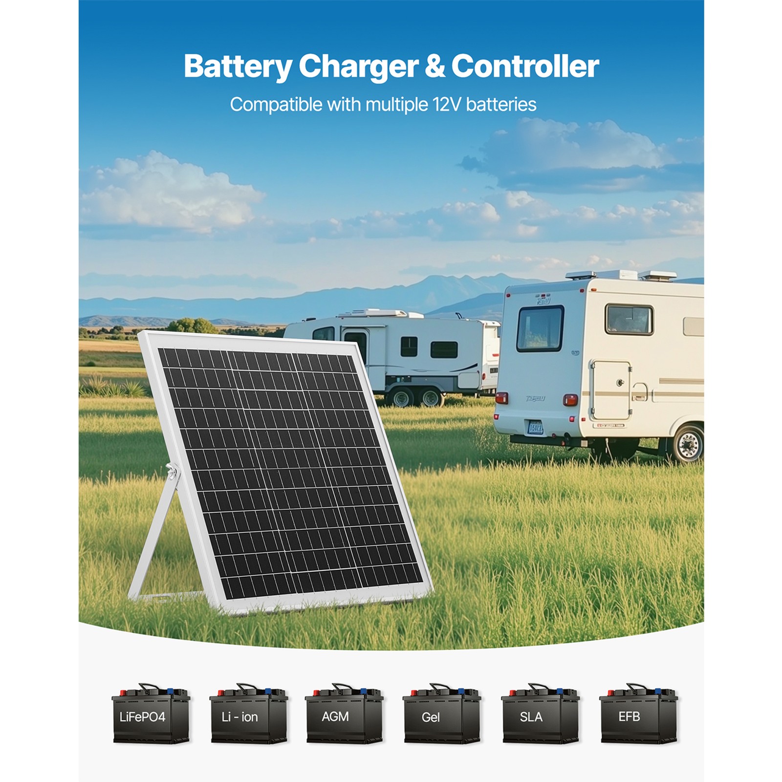 Uimoso 20W 12V Solar Battery Charger Maintainer with MPPT Controller