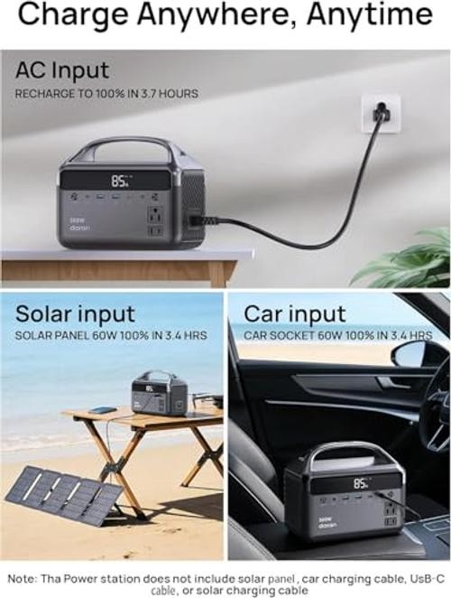 192Wh Solar Generator with Solar Panel Included Portable Power Grey Black