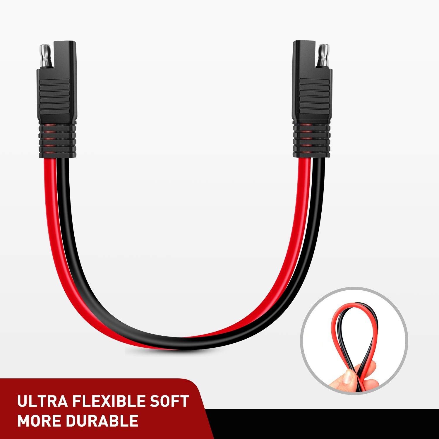 5 Pack Male to Male SAE Extension Cord 10 Gauge 12 Inch for Trickle Charging