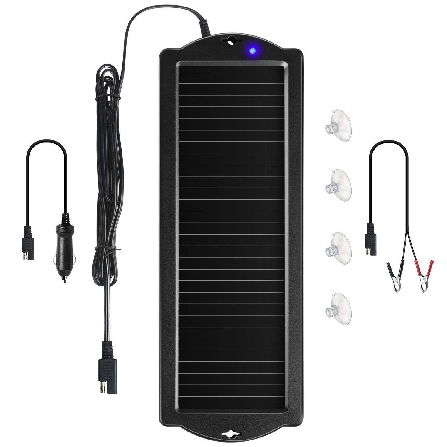 Car Battery Trickle Charger & Maintainer, 12V Solar Panel with Cigarette Plug