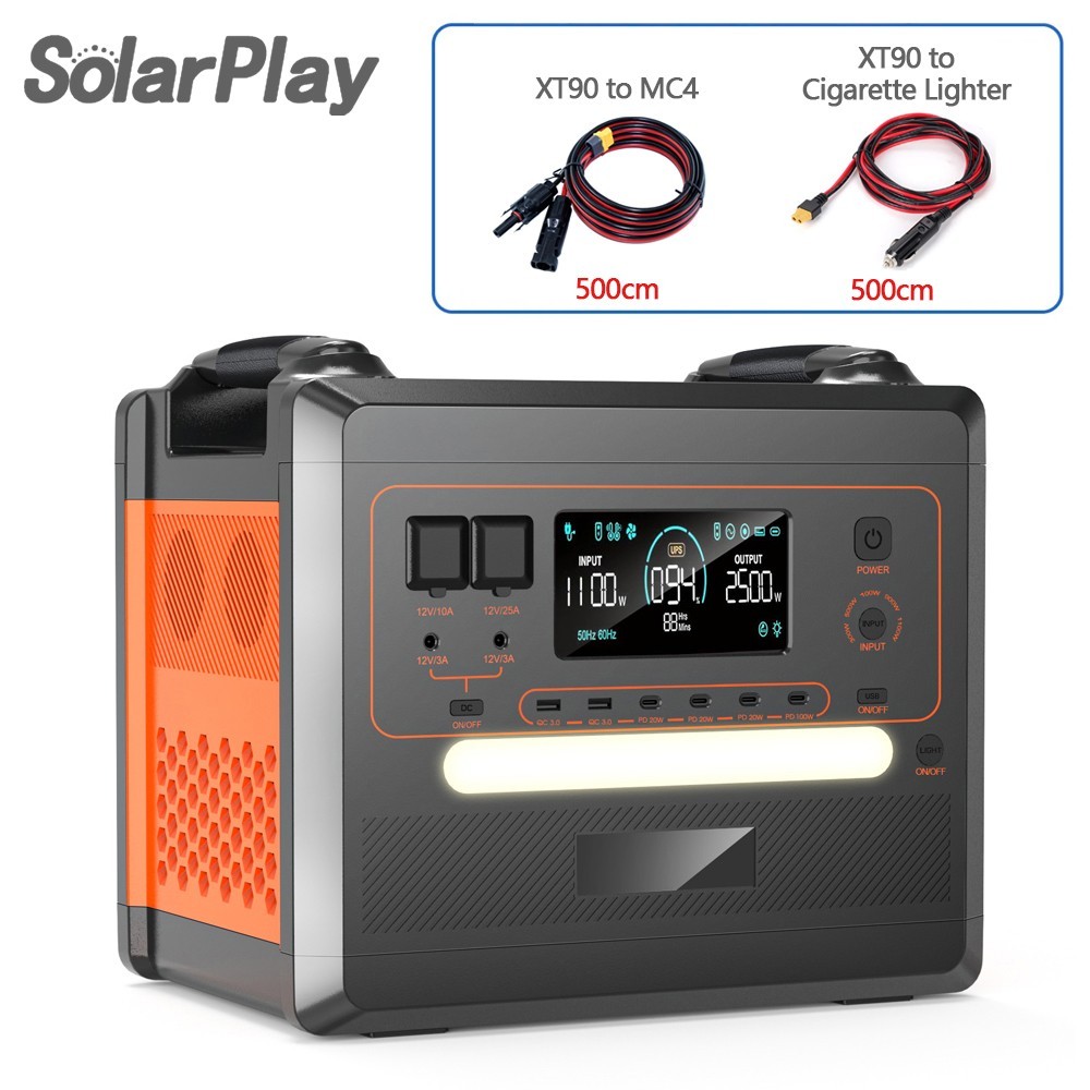 Solarplay Q2024M 2304Wh Portable Power Station with 2Pcs 500cm extension cord