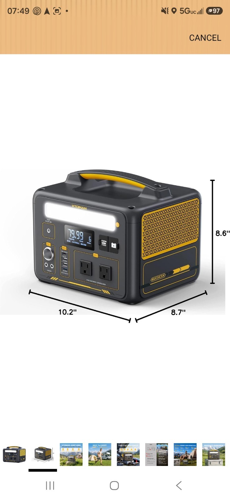 VTOMAN Jump 600X Portable Power Station 600W 299Wh Solar Generator LiFePO4