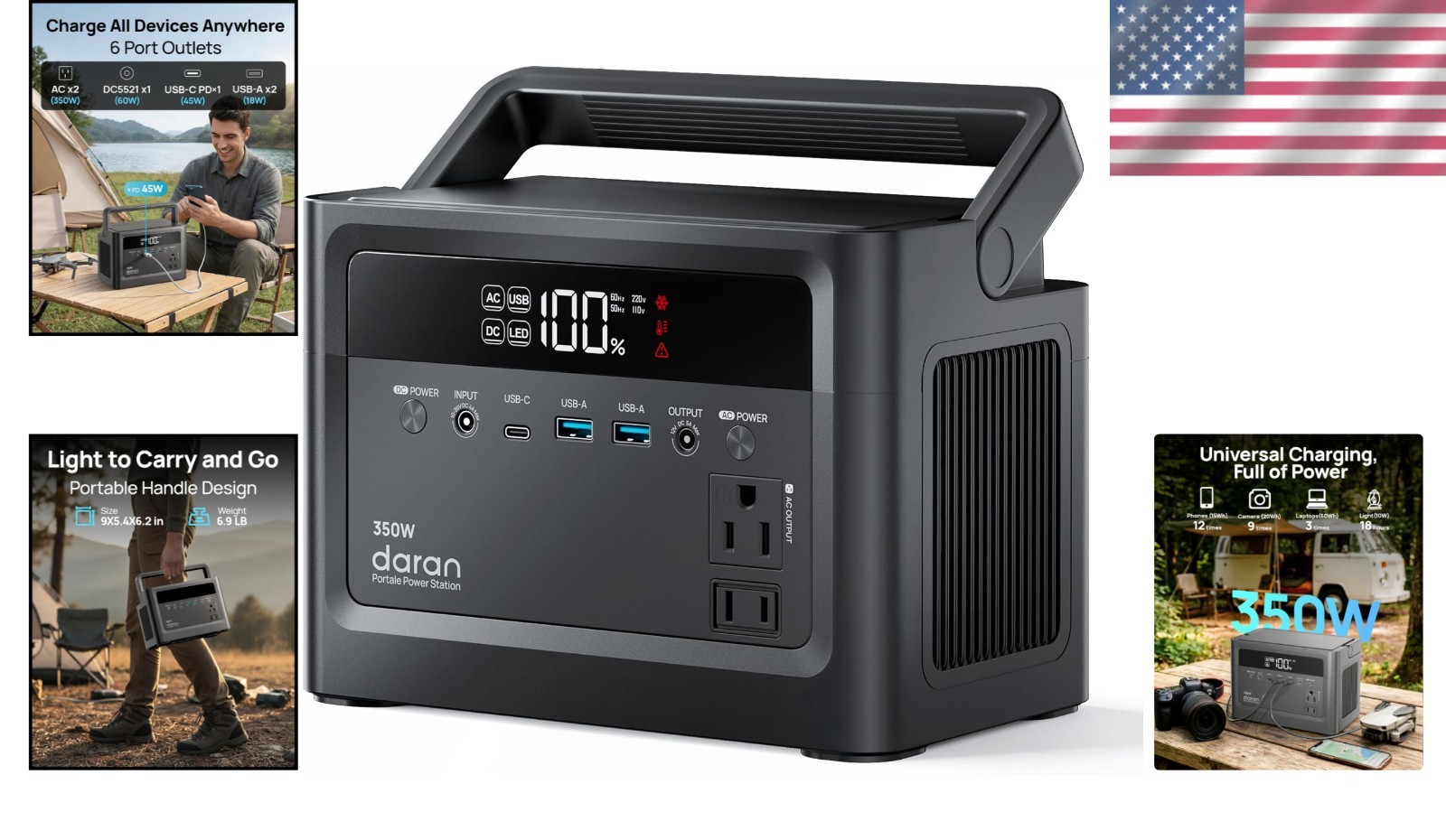 230.4Wh LiFePO4 Power Bank with Pure Sine Wave – Ideal for Camping & Emergencies