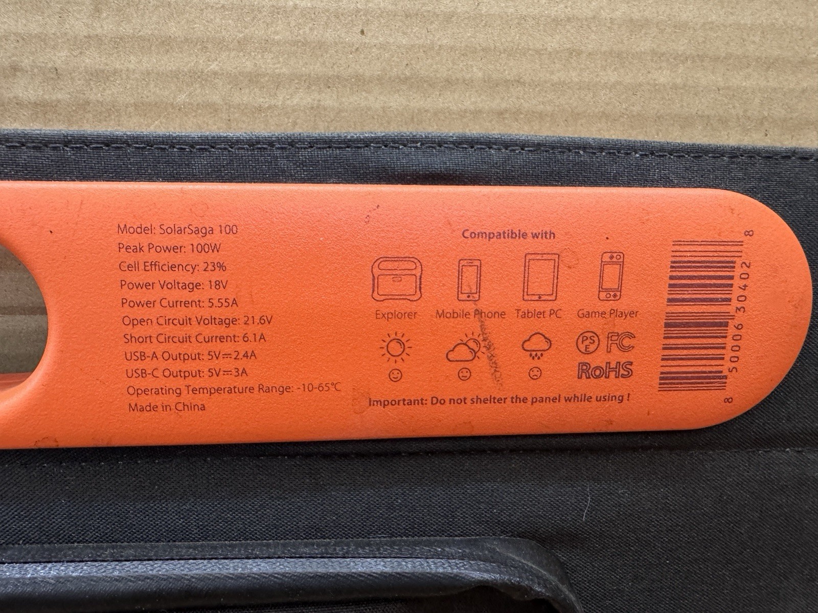 Jackery Solar Saga 100w Solarsaga 100 18v 5.55a Foldable Panel NOT WORKING