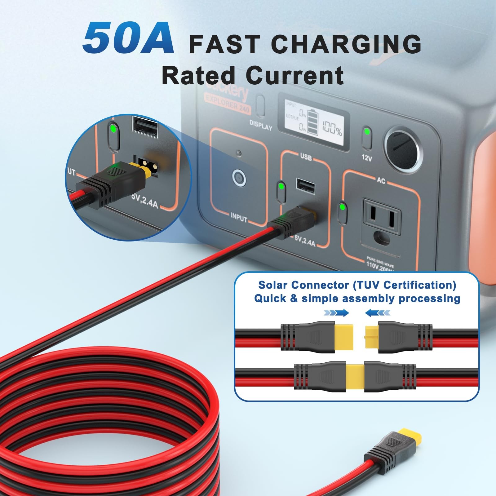 Extension Cable XT60 Female to Male Connector 12AWG: 5FT XT60 Male-XT60 Female