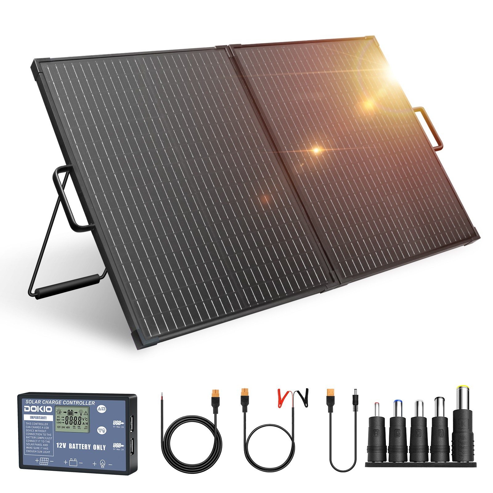 100W Portable N-Type Black Solar Panel Kit Plug and Play Emergency Power Supply