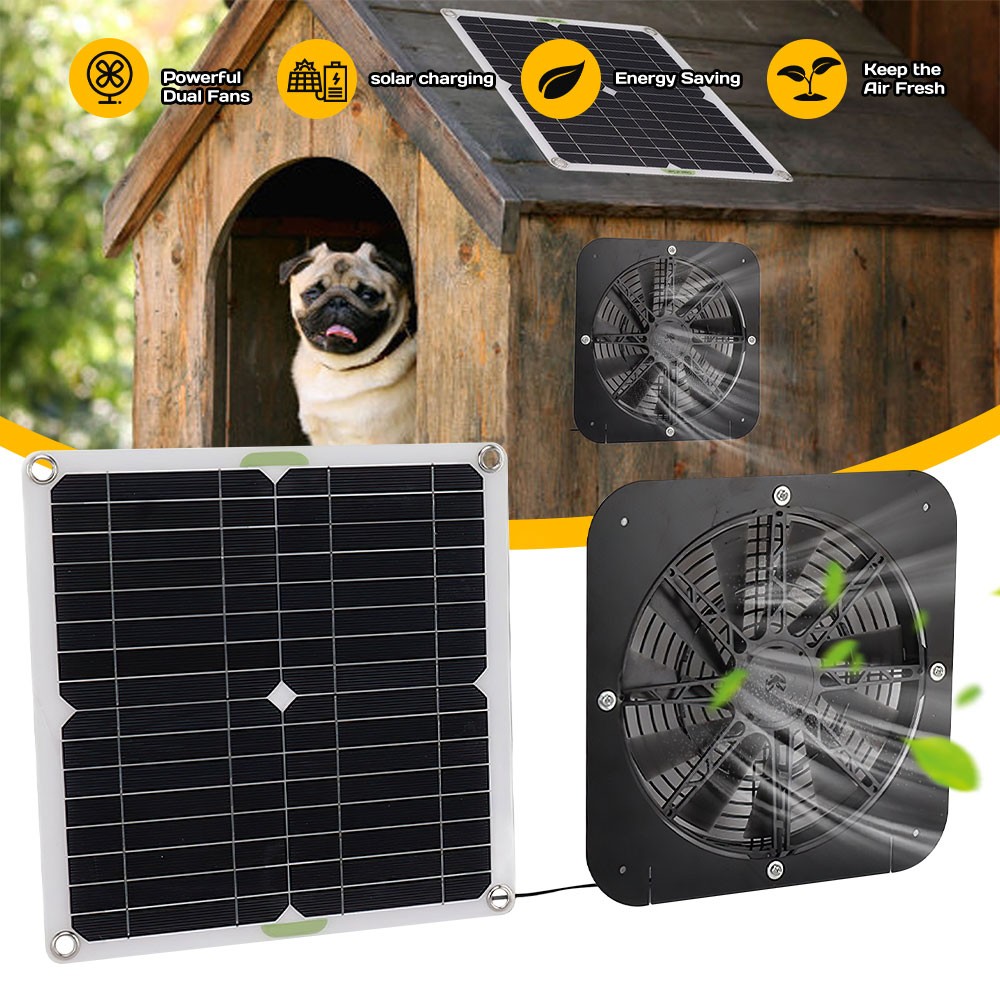 100W Solar Powered Exhaust Fan Ventilation Kit for Chicken Coop IP68 Waterproof