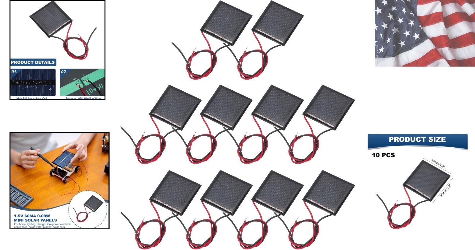 10 Pcs 1.5V 0.09W 60mA Mini Solar Panels, Small Polycrystalline Solar Cell Pa…