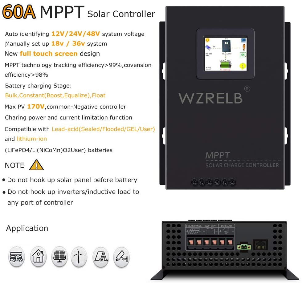 Pure Sine Wave Inverter 3500W Power 12V 40A MPPT Solar charge Controller Car RV