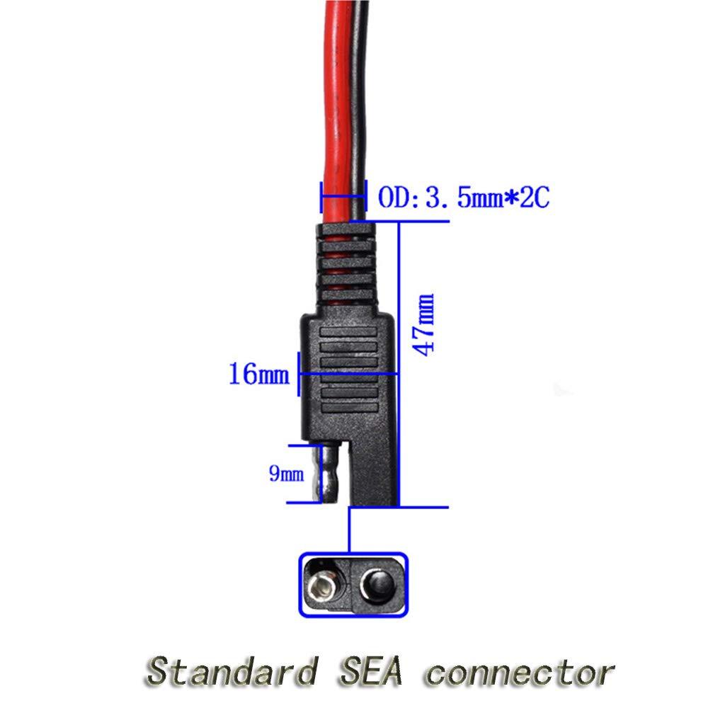 SAE Power Y Splitter Cable 14AWG 1-to-2 SAE Extension with Protective Cover