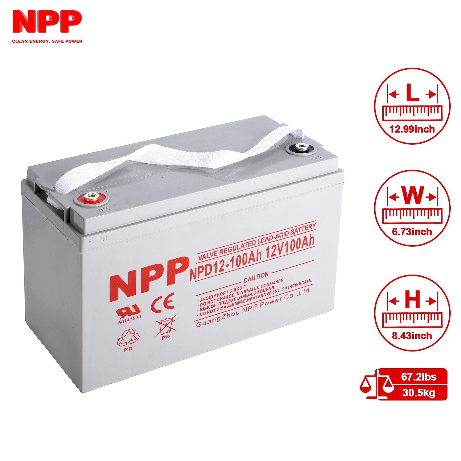 NPD12-100Ah 12V 100Ah Deep Cycle Battery For Wheelchair Mobility& Solar System
