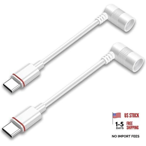2PCS Barrel Plug to USB-C Adapter for Ring USB C Outdoor Cameras, Barrel White